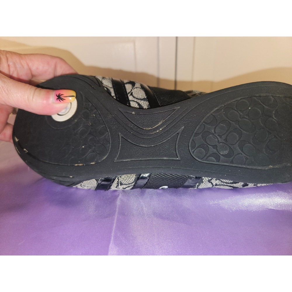 Coach Signature Remonna Monogram Black Suede Patent Leather Low Top Sneakers 7B - Picture 7 of 11